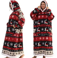 Reindeer & Snowflakes Hooded Christmas Blanket