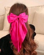 Satin Hair Bow (Hot Pink)
