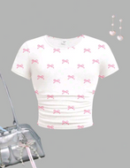Girls' Fitted Blouse (Pink Bows)